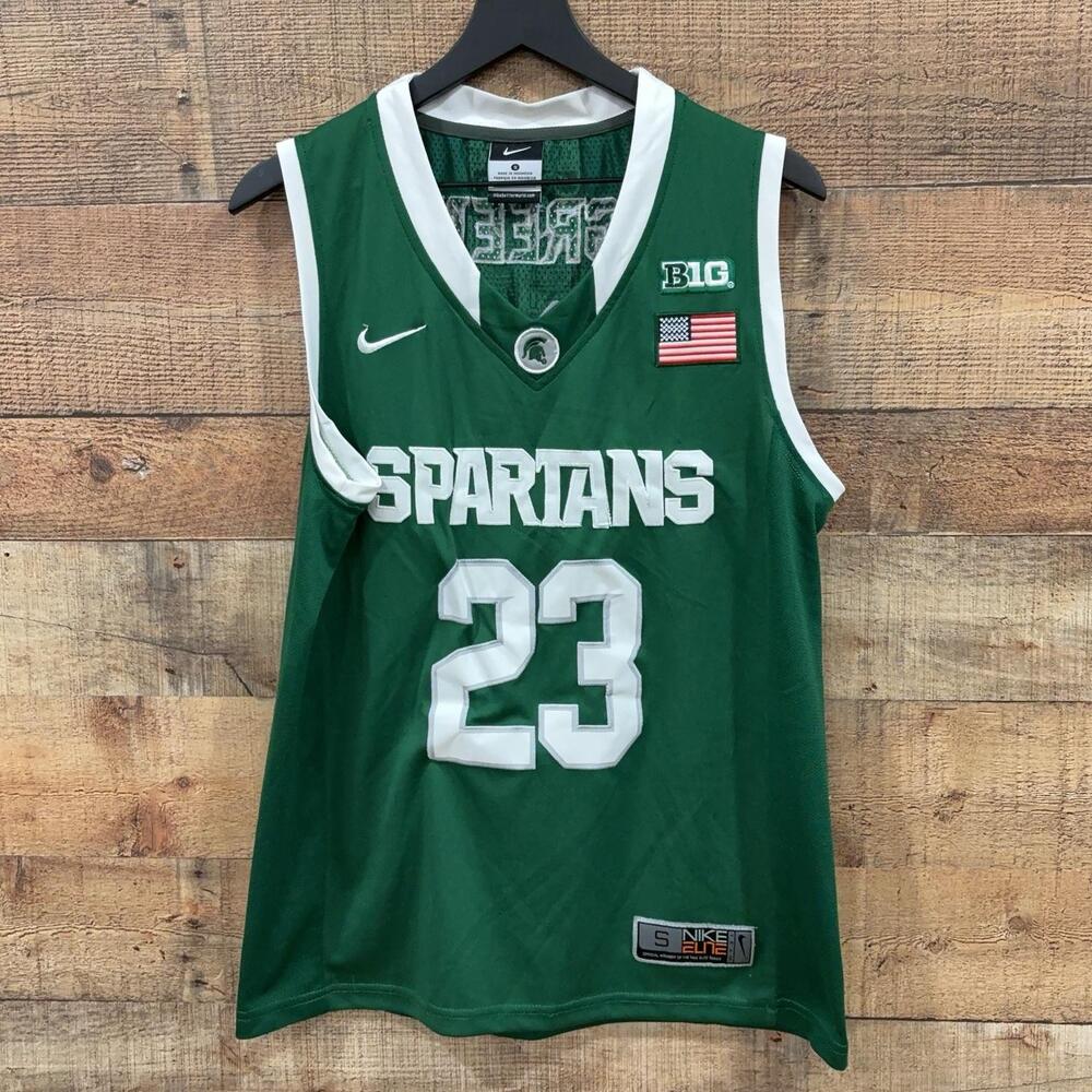 Michigan State Spartans Jersey Mens Small Green NCAA Basketball Green 23 Nike